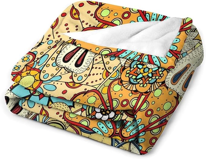 Boho Floral Throw Blanket Vintage Colorful Flowers Bohemian Print Mandala Blanket for Sofa Bed Couch Chair Or Dorm 50"x60"