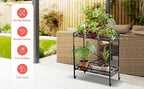 Zhongma 2 Tier Window Height Sturdy Metal Plant Stand with Wheels, 32.7x16x39.4 Inch High, Heavy Duty Succulent Shelf for Home Indoor and Outdoor, 440 LBS Capacity & Heavy Duty Construction