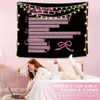 LIANGW Pink and Black Purple Christian Tapestry Aesthetic, Pink and Black Bedroom Decor for College Girls, Wall Art for Teen Girls & Women, Bible Verses Tapestries Wall Hanging 50x60 Inch