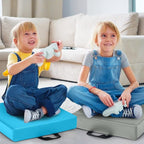 HONEY JOY 6PCS Floor Cushions for Kids, 15 Inch Flexible Alternative Portable Classroom Seating w/Handles, Easy to Clean, 3 Inch Thick Soft Foam Square Comfy Seats for Daycare Preschool(Square, Blue)