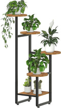 HOOBRO Plant Stand Indoor, 5 Tiered Corner Plant Shelf Flower Stand for Multiple Indoor Plants, Round Plant Flower Display Shelf for Living Room, Balcony, Patio, Rustic Brown and Black BF07HJ01