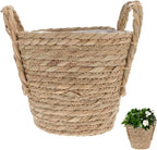 Zerodeko Seagrass Planter Basket Straw Plant Baskets Woven Basket Flower Plant Pot Wicker Plant Containers with Plastic Liner for Indoor Plants Laundry Room 20cm