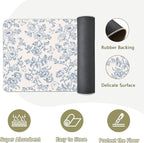 Flower Rugs for Kitchen Floor, 2PCS Anti Fatigue Mats for Kitchen Floor Rubber Non Slip, Washable Cushioned Carpet Rug for Sink Laundry Gifts for Christmas 15.7"×27.5" +15.7"×47" 3.5mm BlueFloral