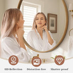 WallBeyond Round Wood Mirror, 36" Round Modern Decoration Large Circle Wall Mirror for Bathroom Living Room Bedroom Entryway, Natural