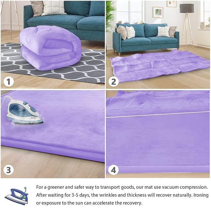 Baby Play Mat for Floor Nursery Muscle Mat Area Playroom Rug 39"x59" Memory Foam 1.3" Thick Crawling Mat for Babies,Toddlers, Infants,Kids (Lavender)