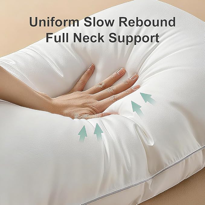 Shatex Soft Bed Pillows Available for All Season, Pillows for Sleeping Standard Size Relieve Cervical Fatigue Ergonomic Pillow Ultra Cozy and Breathable, 1 Pack, White