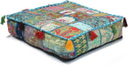 Mam Treasures Indian Bohemian Decorative Pillow Vintage Cushion Cover Patchwork Square Floor Pillow Cover Meditation Cushion Large Floor Pillow Indian Cushion (Light Blue, 16 X 16 X 5 Inch)
