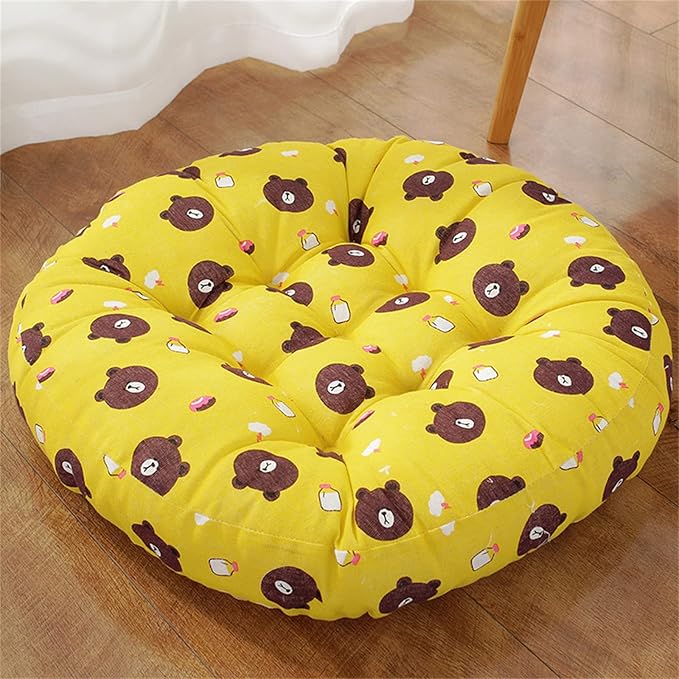 Generic Large Round Floor Cushion, Comfortable Cotton and Linen Boho Meditation Pillow Tatami Seating Cushion for Room Reading Book Nursery Room Balcony,K,60*60cm(2pcs)
