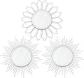 3 Pack Metal Mirrors for Wall Sunburst Wall Mirrors Home Décor Decorative Hanging Wall Art for Living Room Bedroom Entryway (Silver, Flower+Sunburst)