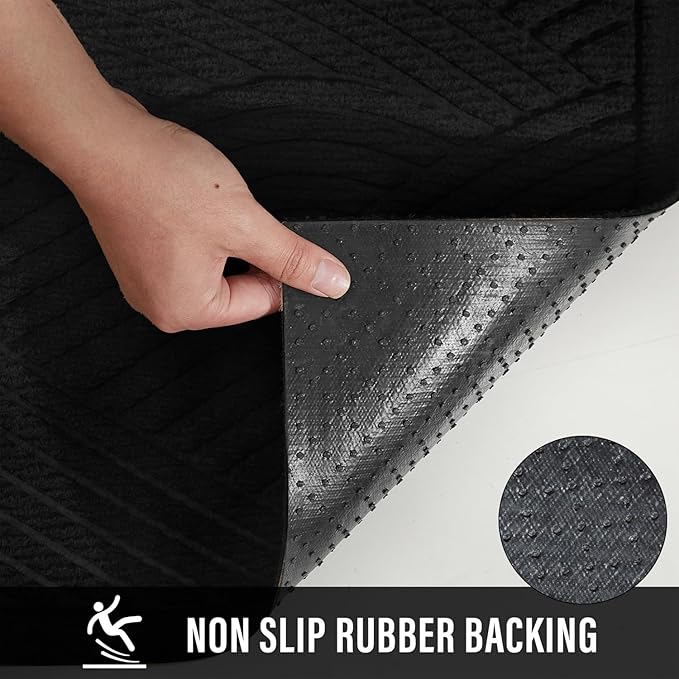 Sturdy Front Door Mat, Absorbent Muddy Dirt Resist Welcome Door Mats Outdoor Indoor, Stain and Fade Resistant, Non-Slip Backing Entry Mat Low Profile Doormat for Entryway, 29×17, Black
