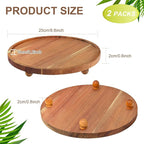 Sieral 2 Pieces Wooden Plant Riser Stands Wood Pedestal Round Acacia Wood Soap Stand Farmhouse Wooden Plant Tray for Indoor Outdoor Home, Garden Patio Decorative, 9.8 Inch Diameter