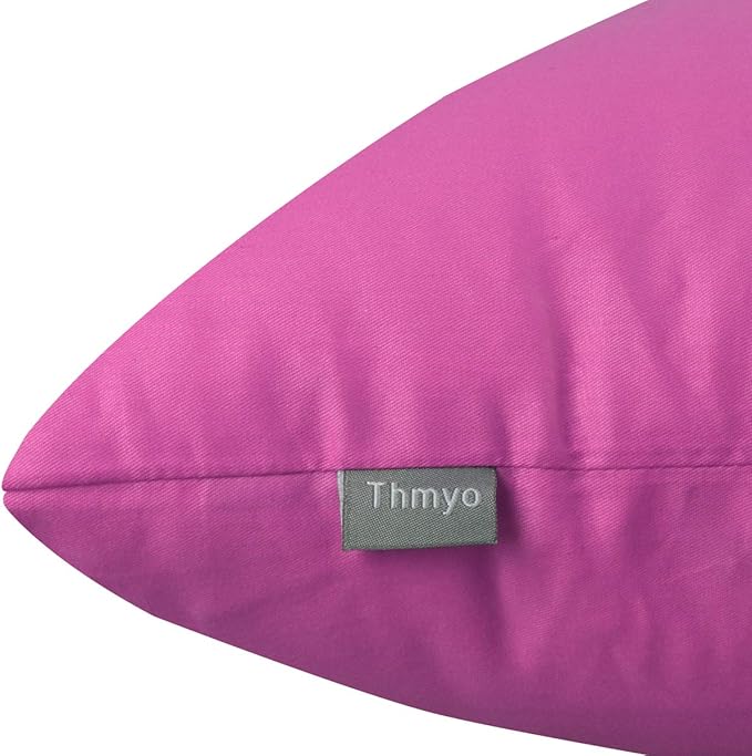 Thmyo 4-Pack 100% Cotton Comfortable Solid Decorative Throw Pillow Case, Square Cushion Cover Pillowcase Sublimation Blank Pillow Covers DIY Throw Pillowcase for Couch(22x22 inch/ 55x55cm,Rose red)