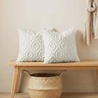 decorUhome Cozy Textured Throw Pillow Covers 20x20 Inch Set of 2, Soft Plush Faux Wool Cream White Accent Couch Pillow Covers for Modern Farmhouse Sofa Bed Living Room