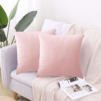 2 Pack Soft Velvet Couch Throw Pillow Covers 18x18 Inch for Sofa Living Room Bedroom (Pink)