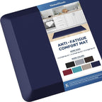 KitchenClouds Kitchen Mat Cushioned Anti Fatigue Kitchen Rug 0.8inch Waterproof Non Slip Kitchen Rugs and Mats Standing Desk Mat Comfort Floor Mats for Kitchen Sink Office (17.3"x39",Blue)