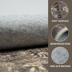 8x10 Vintage Washable Area Rug for Living Room,Low Pile Non Slip Carpet Non-Shedding Large Area Rug Soft Indoor Stain Resistant Rug Floral Print Mat for Bedroom Dining Room Brown Floral