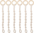 Framendino, 6 Pack Adjustable Macrame Plant Hanger Extenders Woven Hanging Basket Extension with Wooden Ring for Indoor Outdoor Pot Holder