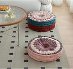 MOJUN Boho Floor Pillows Cushion, Round Meditation Floor Pillow Seating Cushion for Adults and Kids Bohemian Home Decorative Floor Cushions for Yoga Living Room Chair Tatami (Red, 17.7inch)