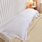 Nanko Body Pillow Case Cover 1 Pack 20x54, White Ruffled Boho Soft Shabby Chic Microfiber Extra Long Decorative Pillow Covers/Pillow Shams, Comfortable Body Pillowcase for Women Men