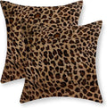 Cheetah Pillow Covers 18x18 Inch Set of 2 Leopard Brown Throw Pillows Animal Skin Print Pillow Cases Modern Decorative Pillows Outdoor Farmhouse Soft Cotton Cushion Case Decor for Couch Home
