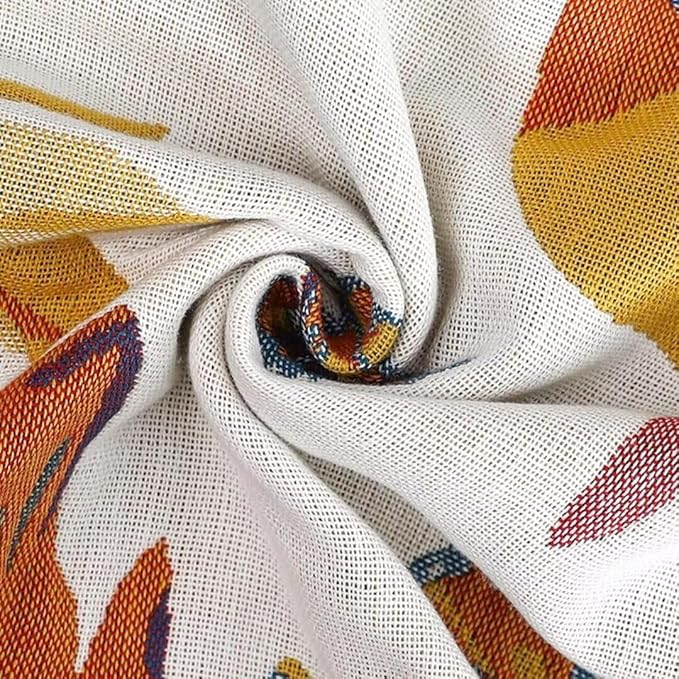 Boho Blanket for Bed 100% Cotton Bohemian Throw Blankets Ultra Soft Woven Muslin Decorative Blankets All Seasons Vintage Quilt Knitted Blanket for Sofa Chair(Yellow, 60"x80")