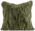 MOOX Rabbit Fur Throw Pillow Covers Decorative Fluffy Soft Fuzzy Plush Luxury Genuine Animal Skin Lumbar Pillow 18"x18" Cushion Cover, Dark Green