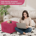 MeMoreCool Square Stuffed Pouf Ottoman Foot Rest, Floor Pouf Foot Stool with Foam Chunk Filling, Soft Stuffed Ottoman Footrest for Living Room