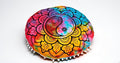 CRAFT KALA 22" Mandala Meditation Floor Pillows Cover Pouf Cover Round Seating Bohemian Mandala Cotton Floor Cushion Cover Outdoor Fireplace Seating Living Room Yoga Room Home Décor (Multi Yin Yang)