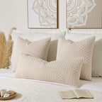 Kevin Textile 14x36 Inch Long Lumbar 1 Pack Boho Decorative Throw Pillow Cover Soft Striped Corduroy Rectangle Cushion Case Farmhouse Solid Color Accent for Living Room Couch Sofa Bed, Cream White