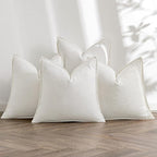 MIULEE Cream Linen Pillow Covers Pack of 4 Decorative Natural Solid Throw Pillow Covers Soft Accent Boho Farmhouse Couch Pillowcases Modern Spring Home Decors for Living Room Bed Sofa 24x24 Inch