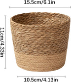 Jute Rope Plant Basket Indoor Modern Woven Flower Pot Basket Seagrass Storage Organizer Planter Rustic Decorative Plant Containers Cover Laundry Bin for Porch Living Room Entryway (6.1×6.1×4.33Inch)