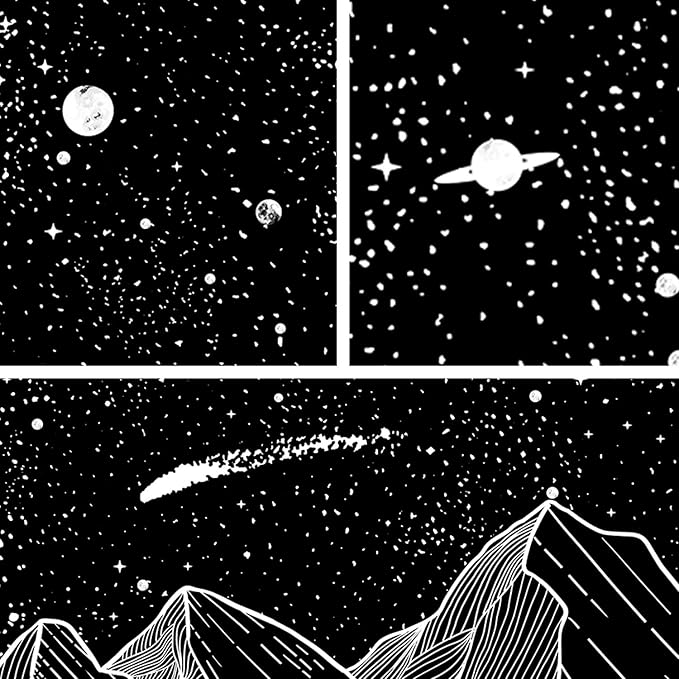 Zussun Black and White Tapestry Starry Night Mountain Tapestries for Bedroom Aesthetic Moon and Stars Tapastry's Wall Hanging Dark Nature Forest Wall Tapestry for Living Room Dorm (Dark, 60'' × 50'')