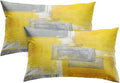 Britimes Throw Pillow Covers Modern Home Art Decor, 12 x 20 Inches Set of 2 Pillow Cases Decorative, Abstract Oil Painting Pillowcases for Bedroom, Living Room, Yellow Grey