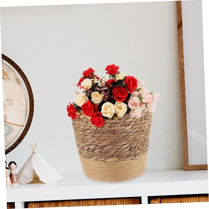 Mipcase Versatile Woven Storage Basket Plant Basket Seagrass Planter Boho Decor