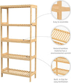 Bamboo Shelf,Bamboo Shelf Stand Utility Storage Shelf Multifunctional Bathroom Kitchen Living Room Holder Plant Flower Stand (5-Tier)