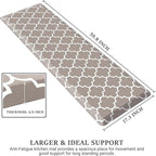 WISELIFE Kitchen Runner Rugs Anti-Fatigue mats - 4/5 Inch Non Slip Waterproof Ergonomic Comfort Mat for Kitchen, Floor Home, Office, Sink, Laundry (17.3"x 60",Khaki)
