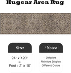 HUGEAR 2x10 Runner Rug Hallway Retro Brown Machine Washable Vintage Floral Low Pile Carpet Vacuumable Distressed Long Throw Rug Bedroom Office Bathroom Kitchen Laundry Non Slip Soft Lightweight
