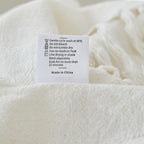 Simple&Opulence Boho Fringed Linen Throw Blanket for Bed, Couch, 50”x70” Pre-Washed Vintage Decorative Woven Blanket with Tassels, Breathable Durable Cozy Farmhouse for All Seasons (Ivory)