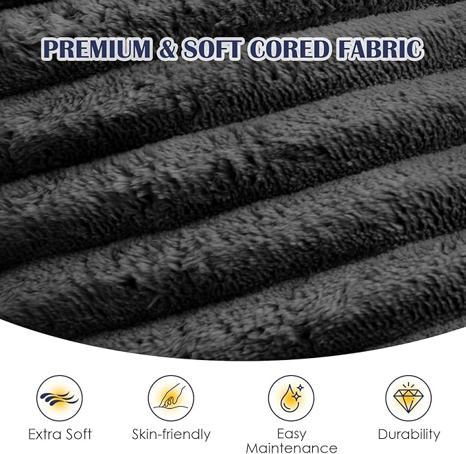 Round Pouf Ottoman,Corduroy Poufs with Memory Foam Filling for Foot Rest,Soft Footstool for Living Room,20"x 15",Dark Grey