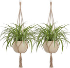 EBOOT 2 Pack 41 Inch Large Macrame Plant Hanger Rope to Hang Flower Pot Plant Holder for Indoor Outdoor Decorations, 4 Legs (Linen Color)