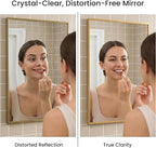 2-Pack 24"x36" Vintage Gold Bathroom Mirror, Antique Brass Deep-Set Metal Frame, Heavy-Duty Rectangular Wall Mirror, Traditional Bedroom & Mantel Decor
