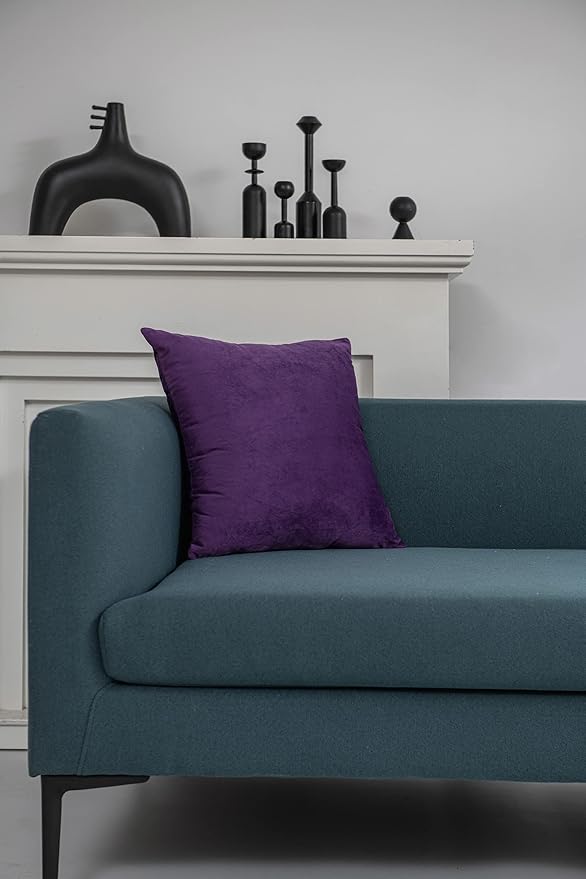 Throw Pillow Covers 20x20 Purple: Pack of 2 Cozy Soft Velvet Square Modern Luxury Decorative Throw Pillow Cases for Sofa Couch Living Room Bed Home Decor