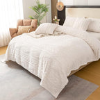 YUSOKI Sherpa Large Throw Blanket Single Layer,Light Weight(1.7lb),370GMS-3D Stylish Design for Gift Home Decor (Ivory,50"x65")