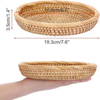 Hipiwe Small Woven Wicker Basket - 7.6" Round Entryway Organizer for Keys, Wallet, Cell Phone & Snacks