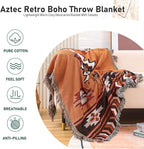 Hopstar Aztec Throw Blanket Navajo Indian Blankets and Throws Boho Western Decor Couch Cover Blanket for Bed Sofa Living Room Beach Travel 51"x63"