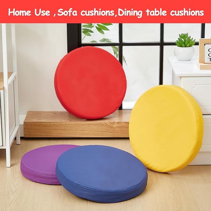 Juexica 4 Pcs Extra Thick Flexible Seating Floor Cushions Assorted Colored Pillow Floor Cushions for Classroom Soft Flexible Seating for Kids Learning Sitting Daycare School Chair (Bright Colors)