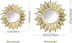 Wall Mirrors Decorative 30" Country-Style Gold Round Mirrors for Wall Decor ，Sunflower Wall Hanging Mirror