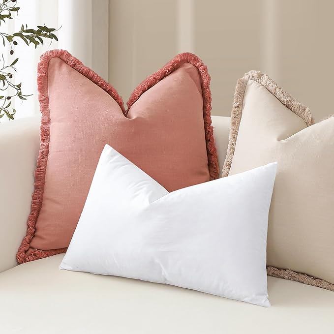 Artscope Synthetic Down Pillow Insert, 20x20 Down Alternative Throw Pillow Insert. Ultra Soft Fluffy Sleeping Pillow with 100% Cotton Cover, Decorative Pillows-White.