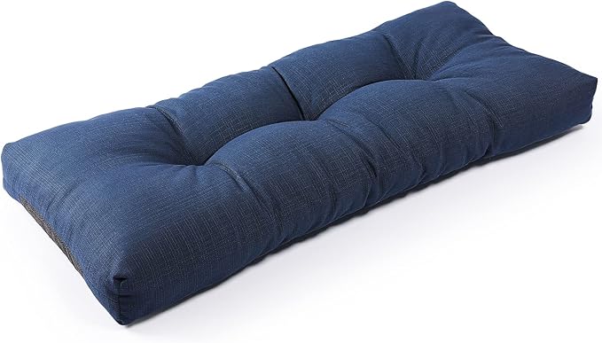 SUNROX LokGrip Non Slip Tufted Memory Foam Bench Cushion, FadeShield Water Resistant Durable Thicken Outdoor/Indoor Bench Seat Pads 30x14x4 inch, Navy
