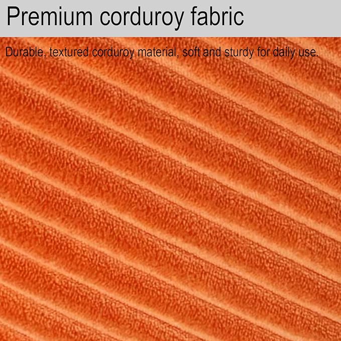 Unstuffed Ottoman Pouf Cover, Foot Rest Cover, Bean Bag Chair Cover (Orange)